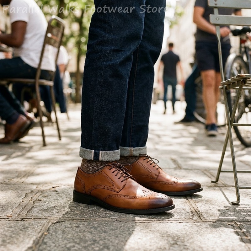 Men'S Shoes Brogues - Sepatu Brogue Derby Pria Formal Wingtip