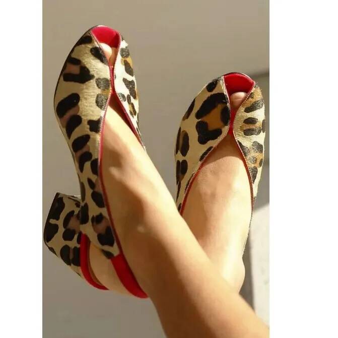 Men Shoes Style - Sandal Wanita Motif Leopard Peep Toe