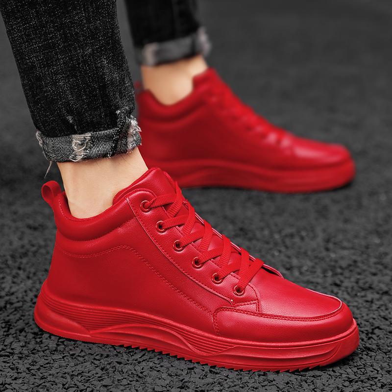 Men Shoes Size 46 - Sepatu High-top Merah Musim Gugur Musim