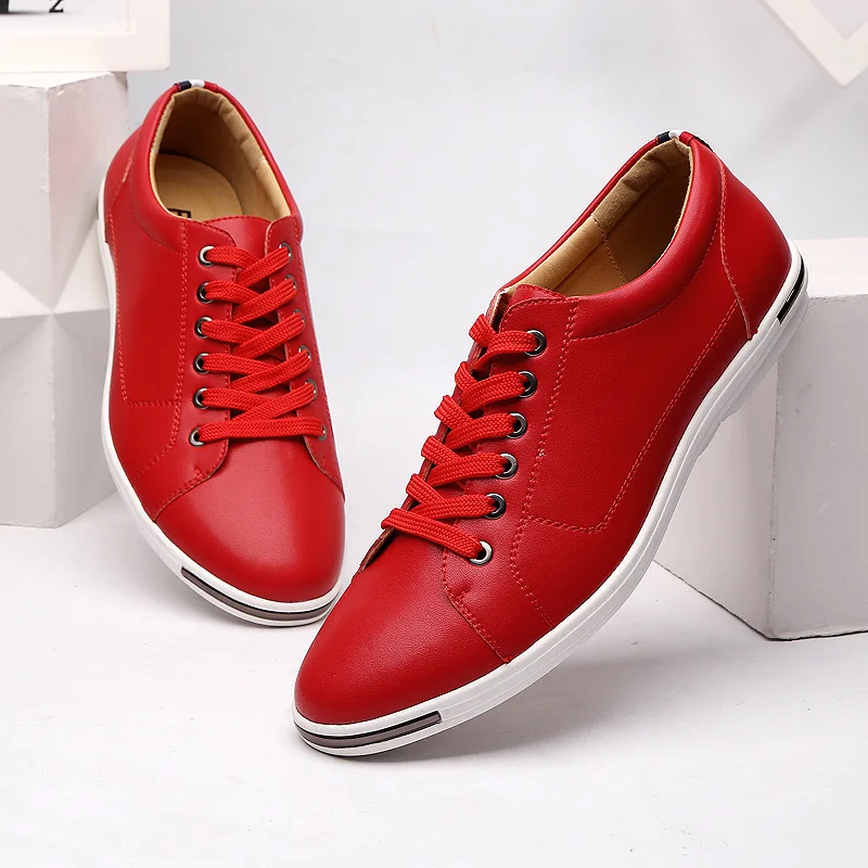 Boat Shoe Leather - Size38-48 pria, Sneaker bernafas kasual putih