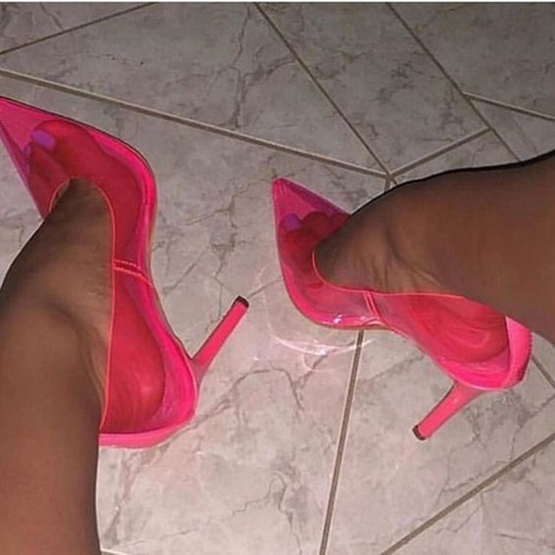 Sepatu Hak Tinggi Stiletto PVC - Men Shoes Elegant ulasan dan harga