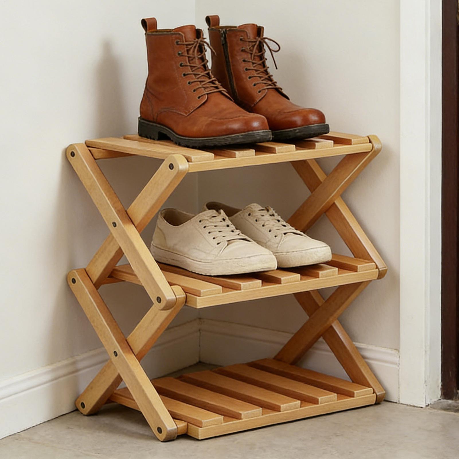 Rak Sepatu Kayu 3 Tingkat, Dap - Men Shoes Rack ulasan dan harga