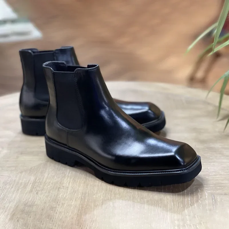 Sepatu Boots Kulit Asli Pria E - Men Shoes Elegant ulasan dan harga