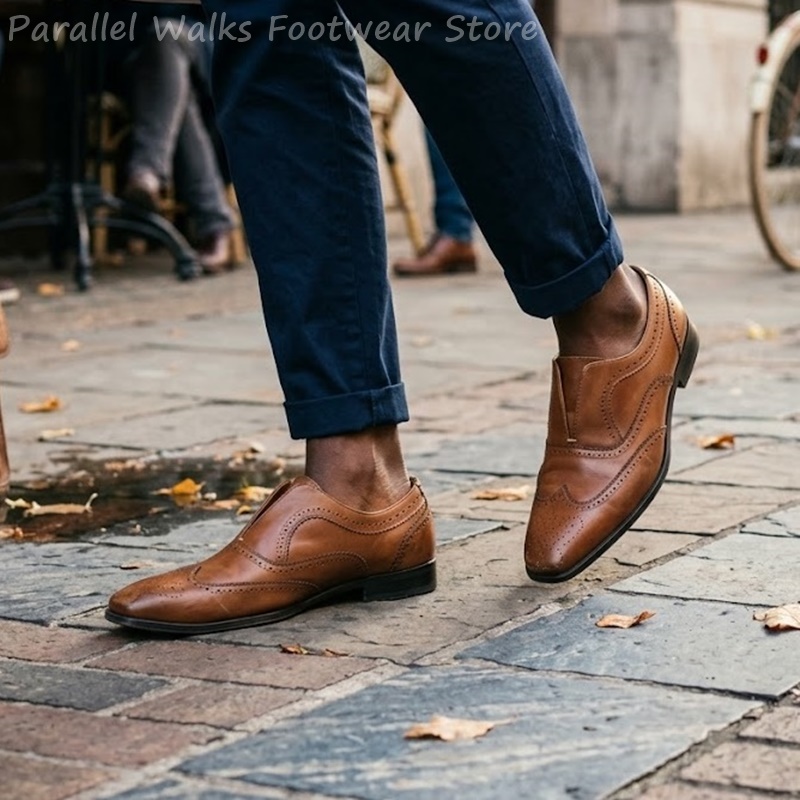 Sepatu Brogue Kulit Coklat Pri - Men'S Shoes Brogues ulasan dan harga