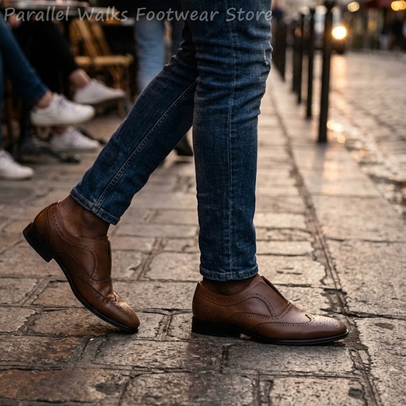 Sepatu Brogue Kulit Coklat Pri - Men'S Shoes Brogues ulasan dan harga