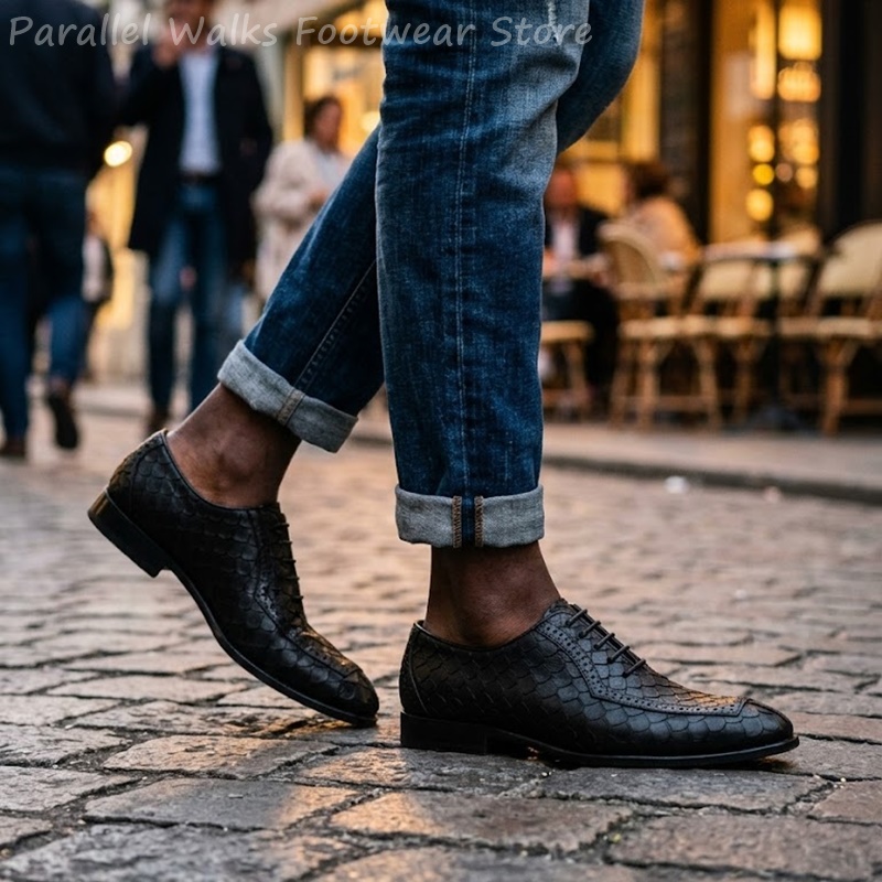 Sepatu Oxford Pria Kulit Embos - Men'S Shoes Brogues ulasan dan harga