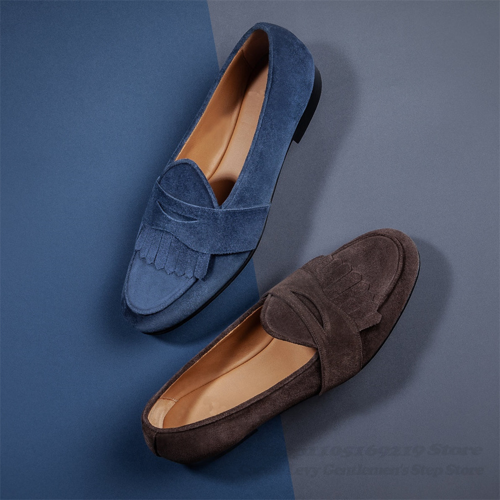 Sepatu Loafer Suede Biru Tua P - Men Shoes Elegant ulasan dan harga