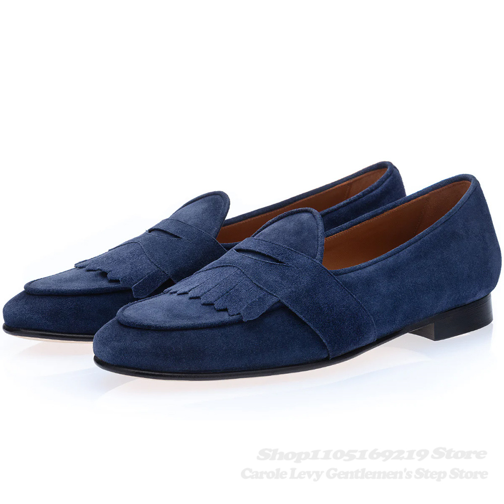 Sepatu Loafer Suede Biru Tua P - Men Shoes Elegant ulasan dan harga